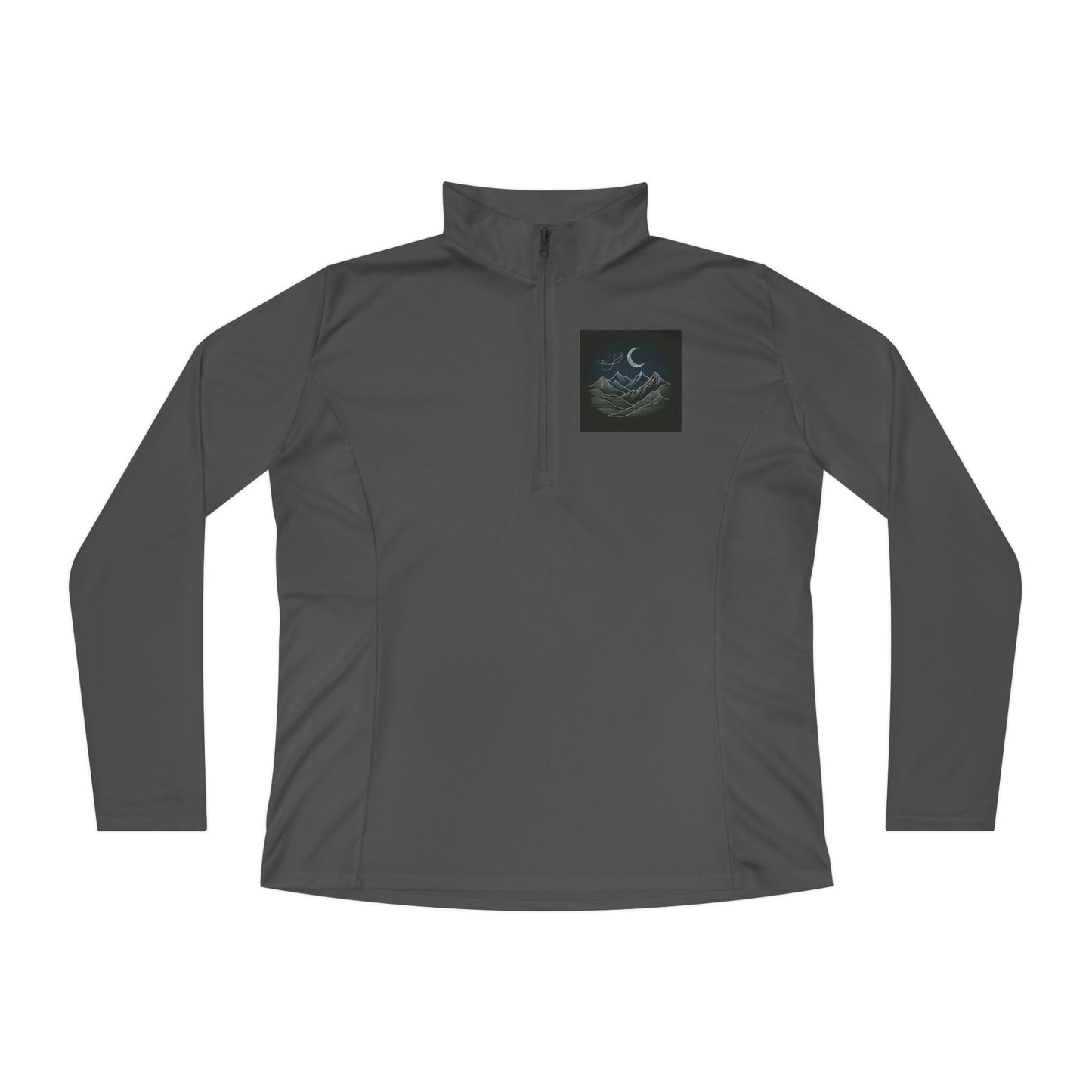 Ladies Quarter-Zip Pullover - Agams Collection with Moon and Waves Design