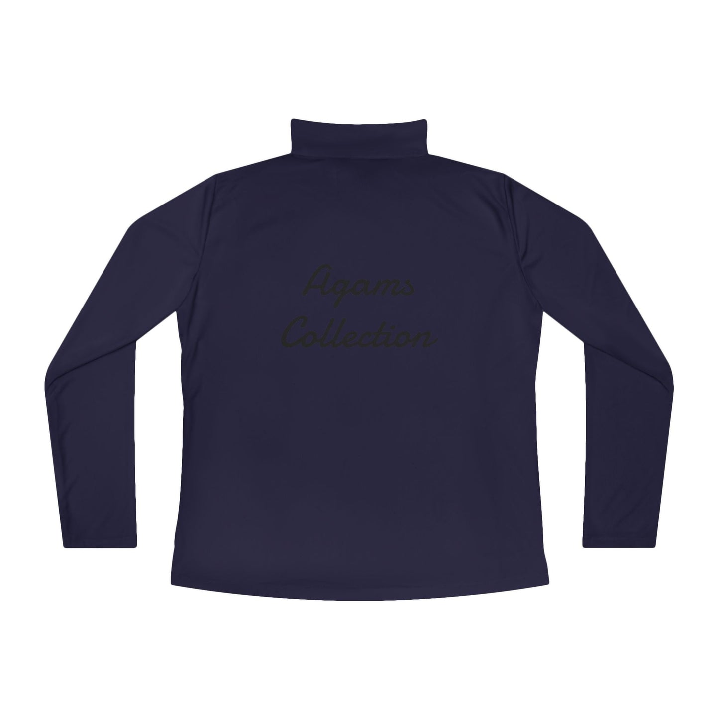 Ladies Quarter-Zip Pullover - Agams Collection with Moon and Waves Design