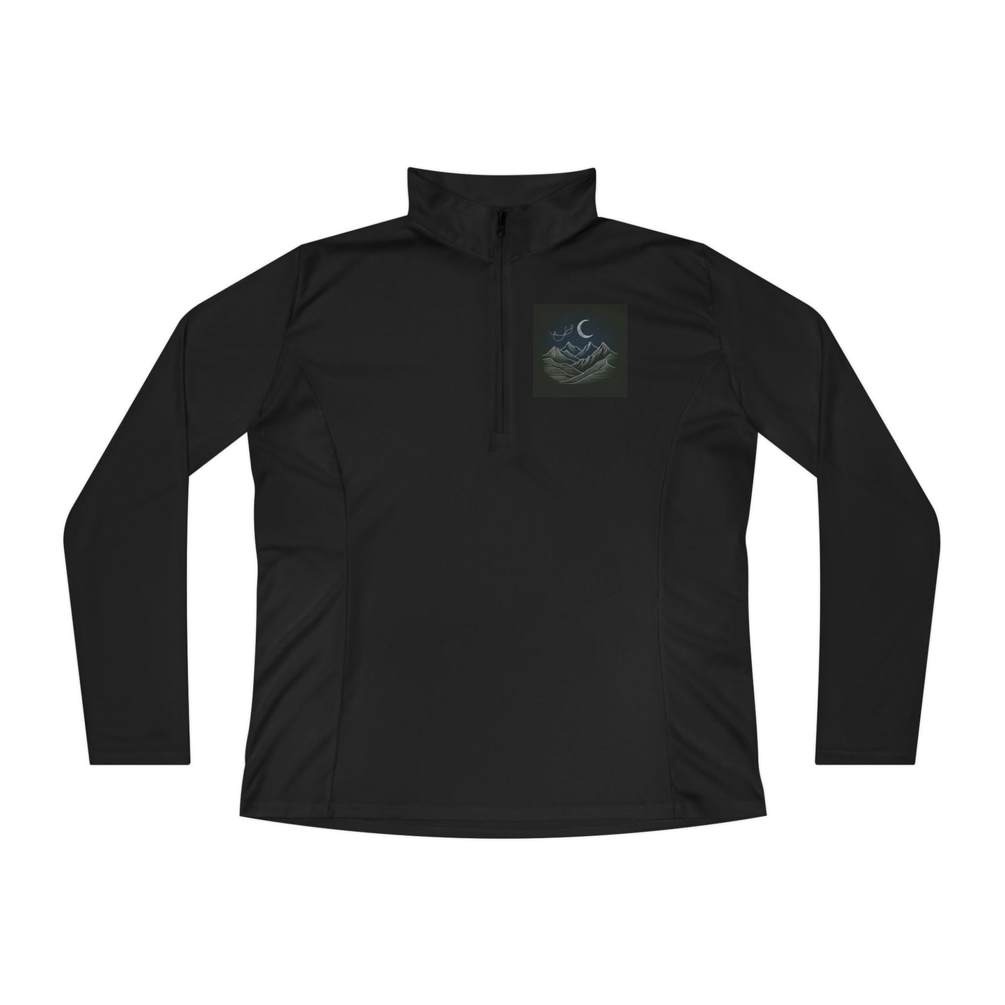 Ladies Quarter-Zip Pullover - Agams Collection with Moon and Waves Design