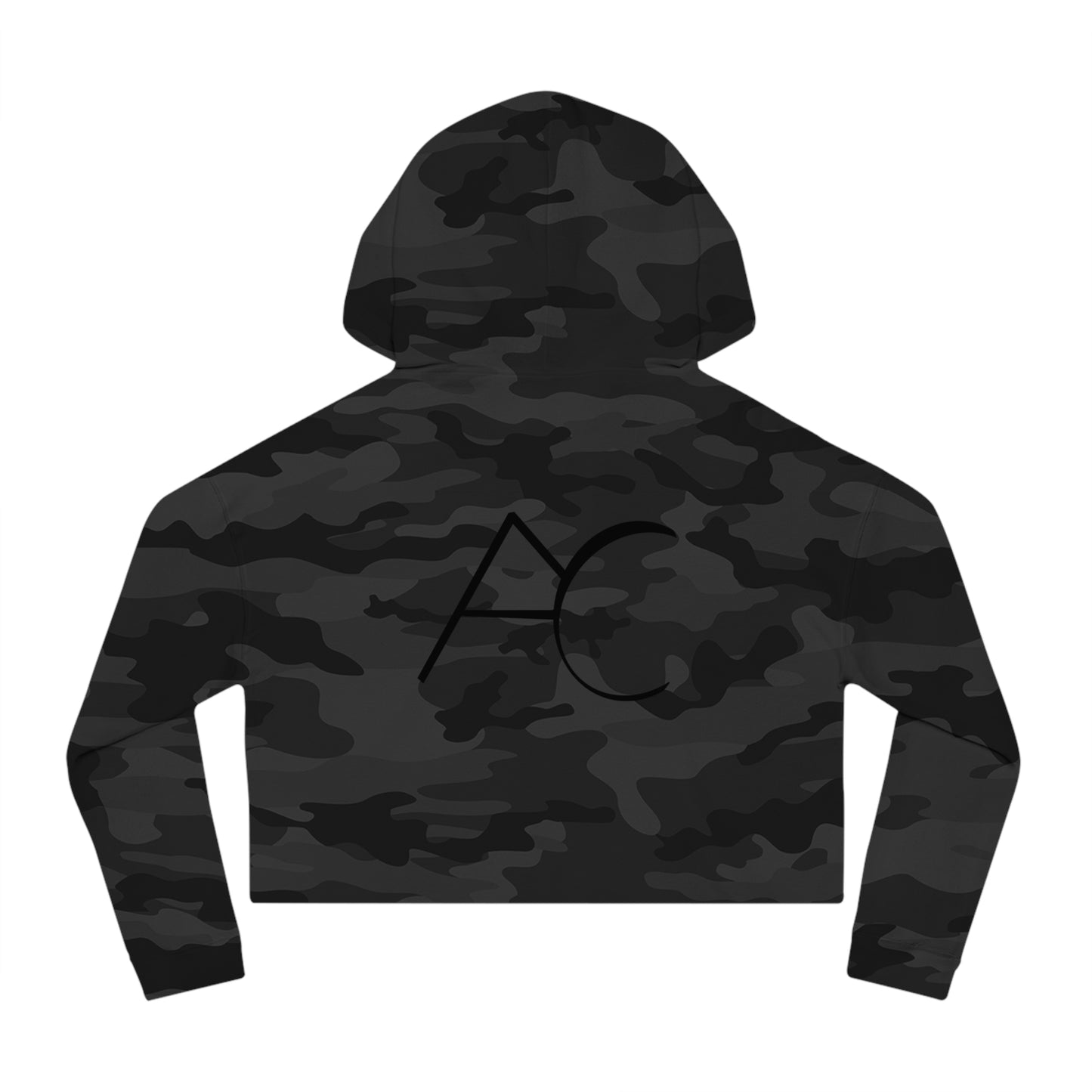 Chic Women's Cropped Hooded Sweatshirt with Monogram Design