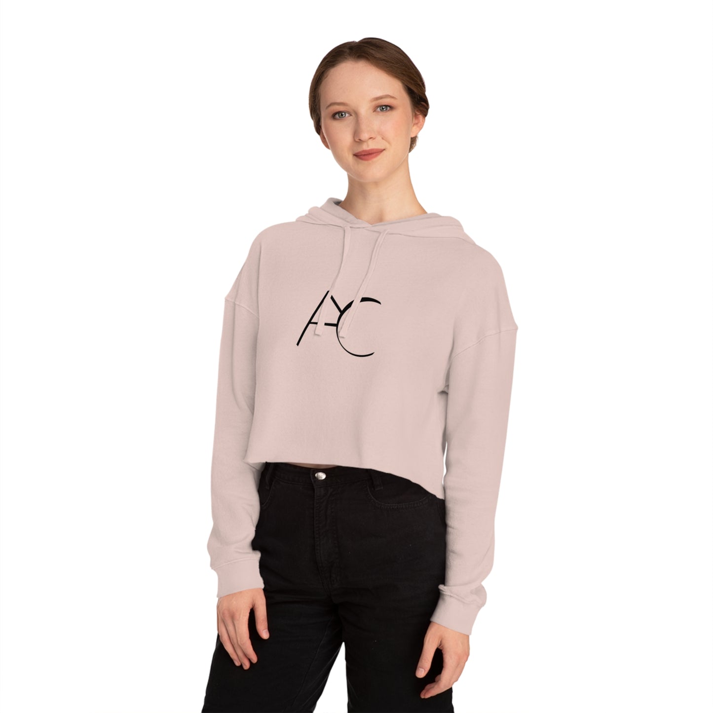 Chic Women's Cropped Hooded Sweatshirt with Monogram Design