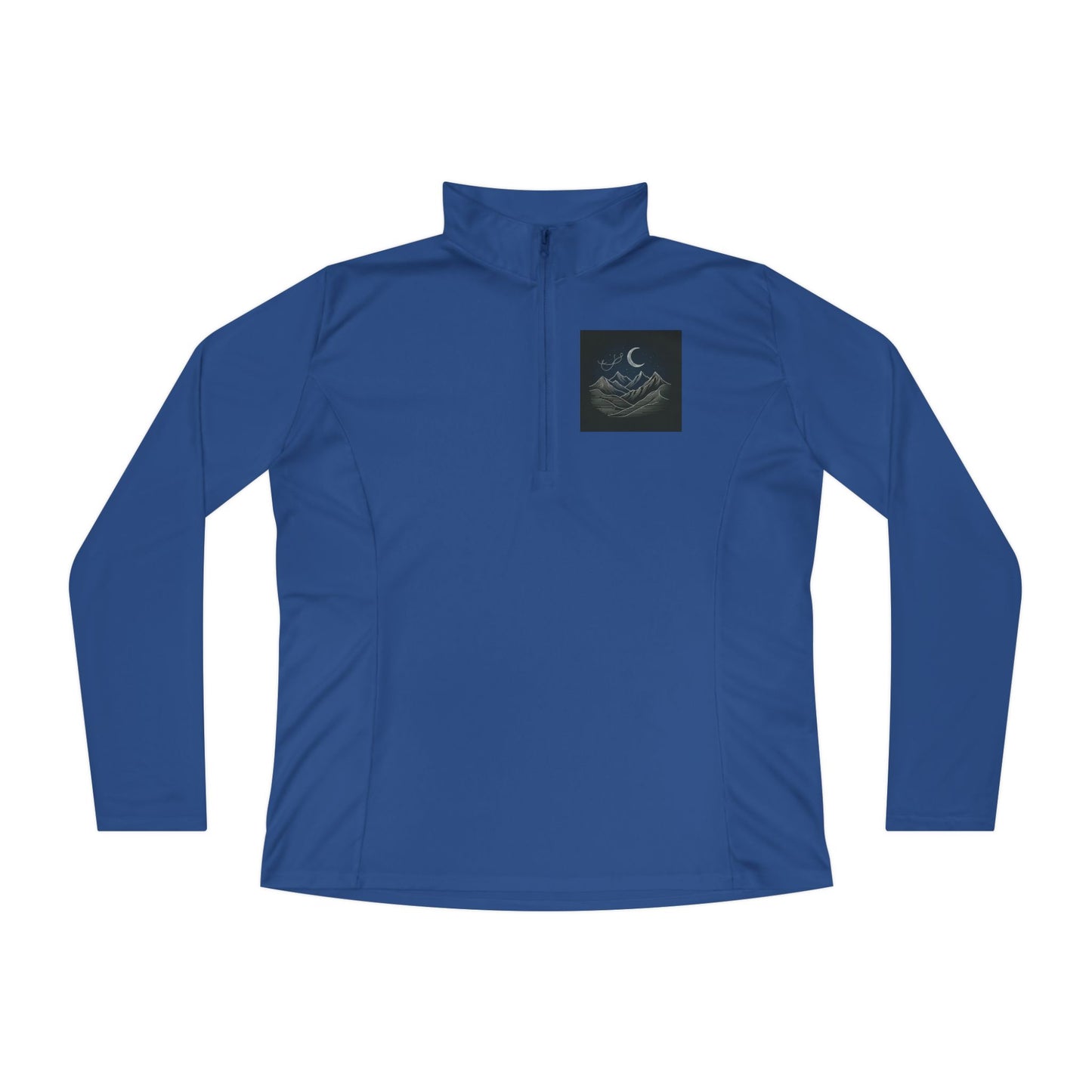 Ladies Quarter-Zip Pullover - Agams Collection with Moon and Waves Design