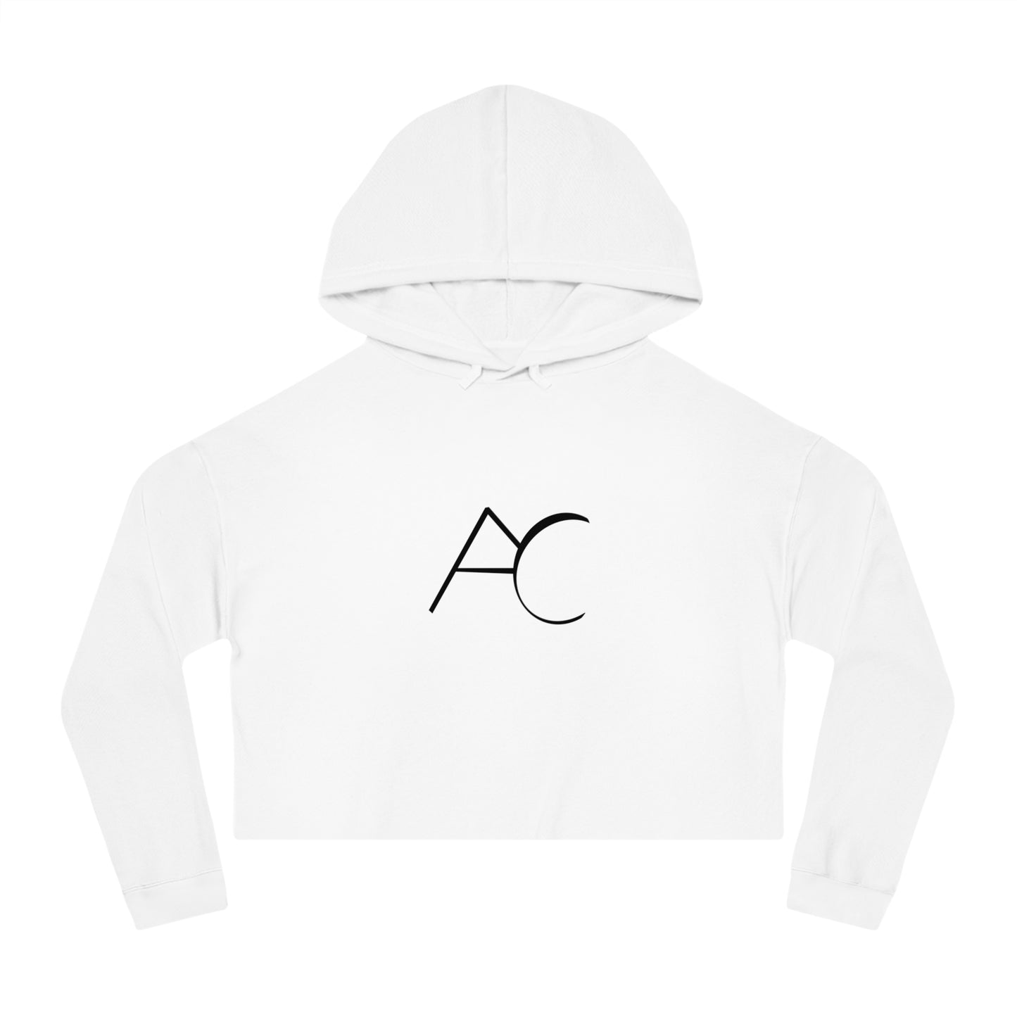 Chic Women's Cropped Hooded Sweatshirt with Monogram Design