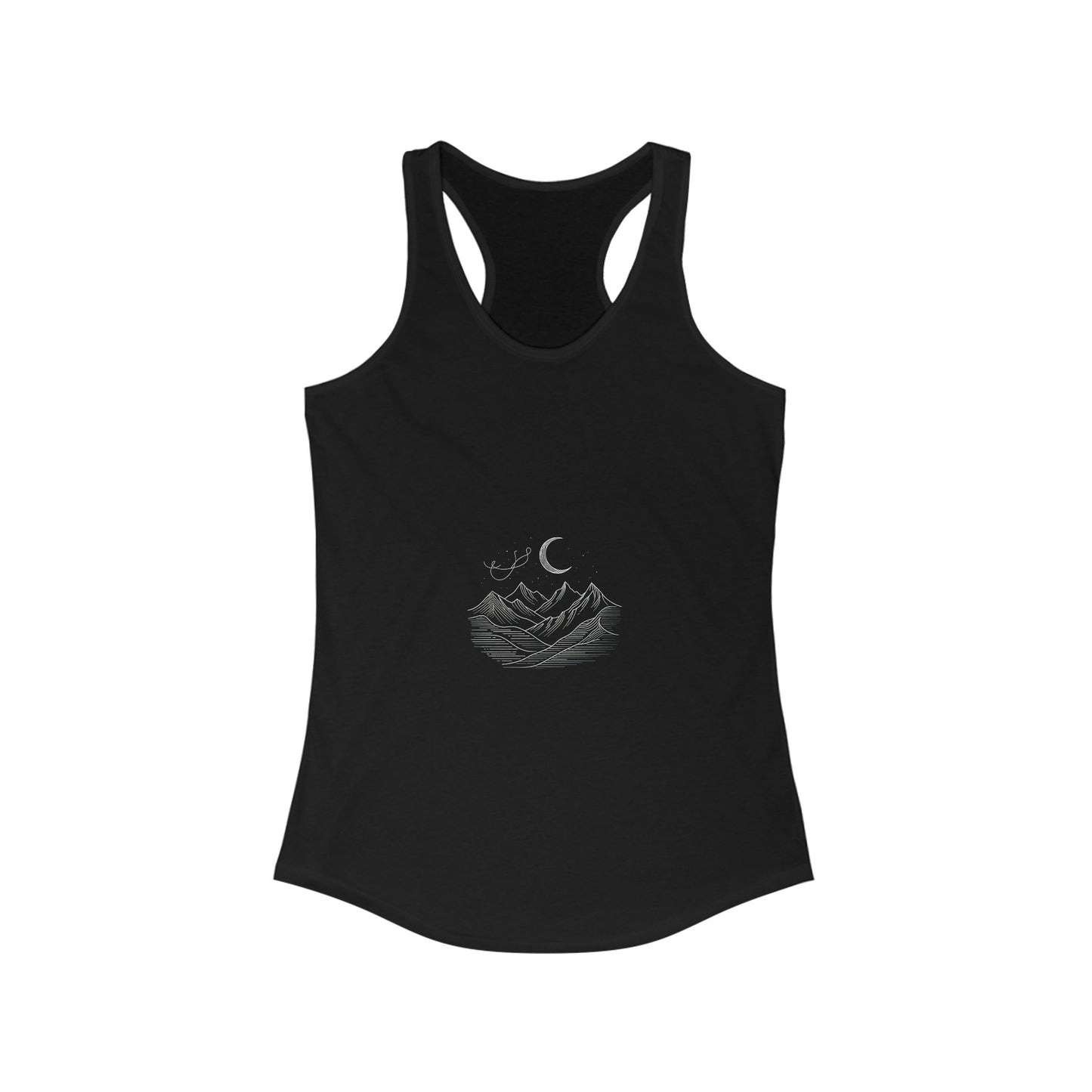Women's Ideal Racerback Tank - Mountain & Moon Design for Outdoor Lovers