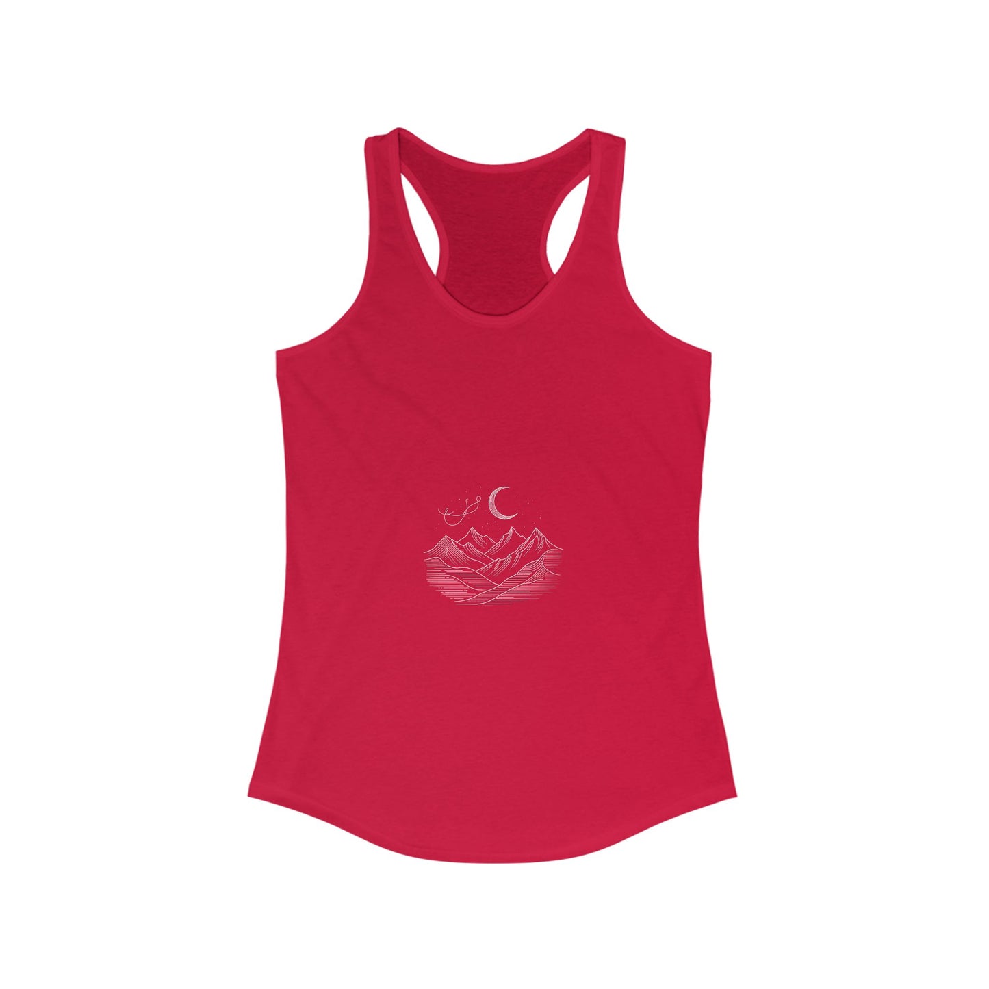 Women's Ideal Racerback Tank - Mountain & Moon Design for Outdoor Lovers