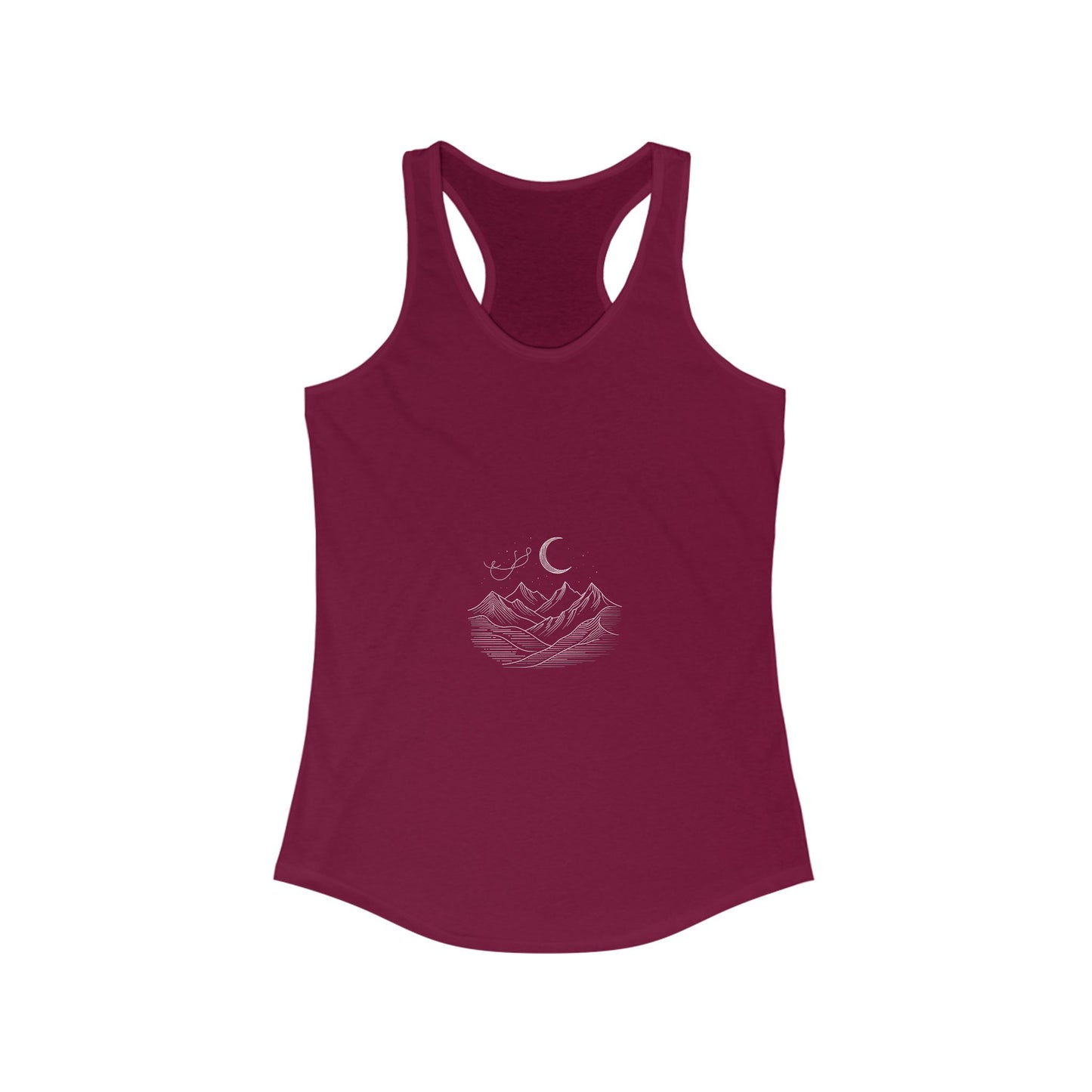 Women's Ideal Racerback Tank - Mountain & Moon Design for Outdoor Lovers