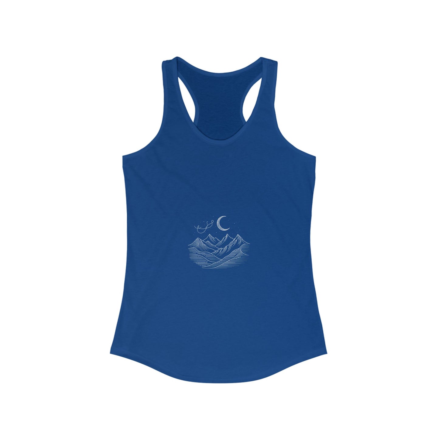 Women's Ideal Racerback Tank - Mountain & Moon Design for Outdoor Lovers