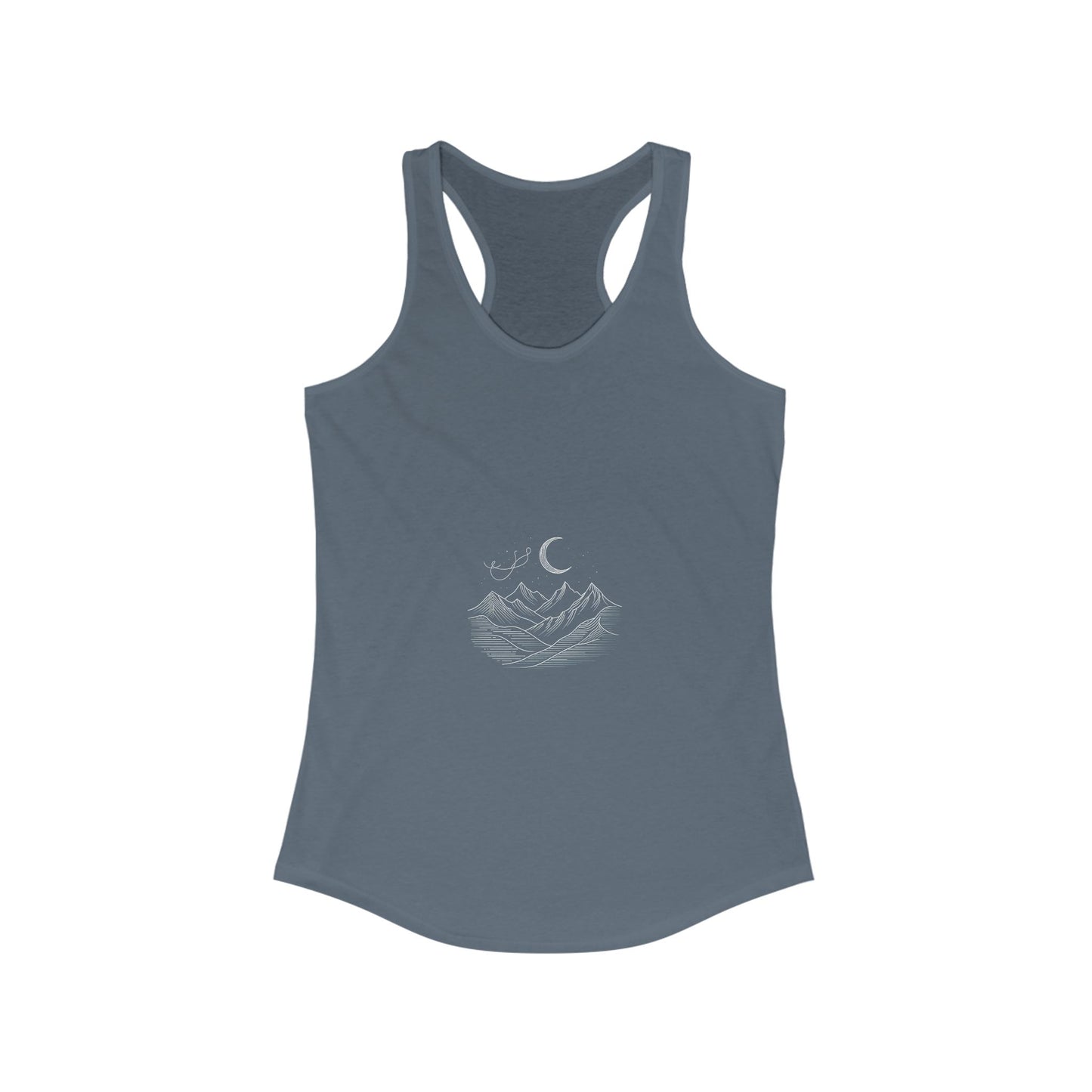 Women's Ideal Racerback Tank - Mountain & Moon Design for Outdoor Lovers
