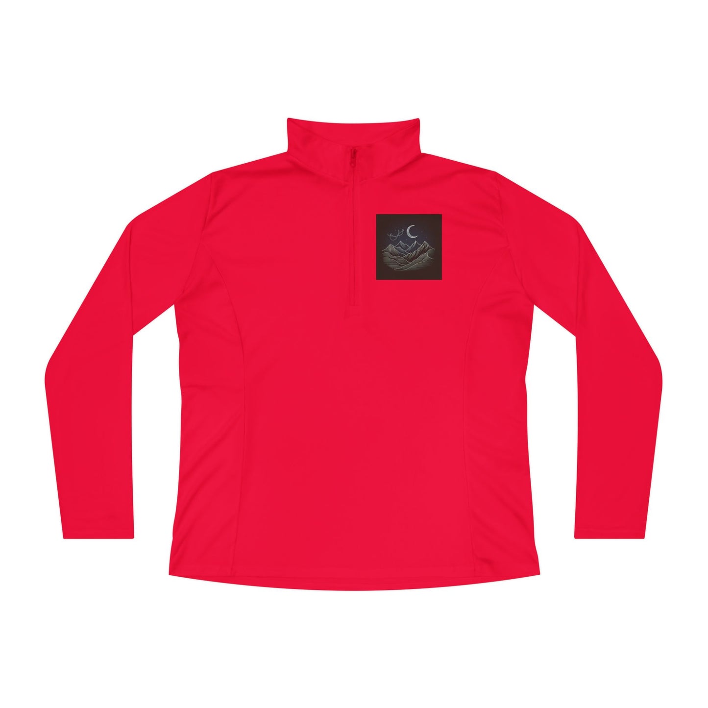 Ladies Quarter-Zip Pullover - Agams Collection with Moon and Waves Design