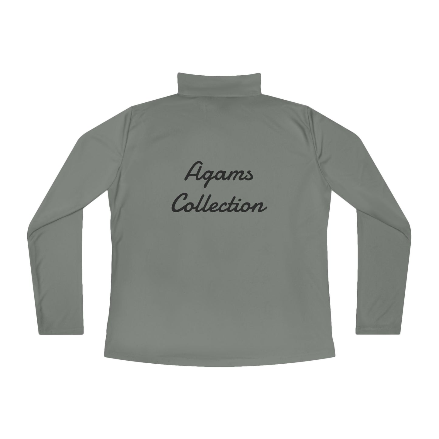 Ladies Quarter-Zip Pullover - Agams Collection with Moon and Waves Design