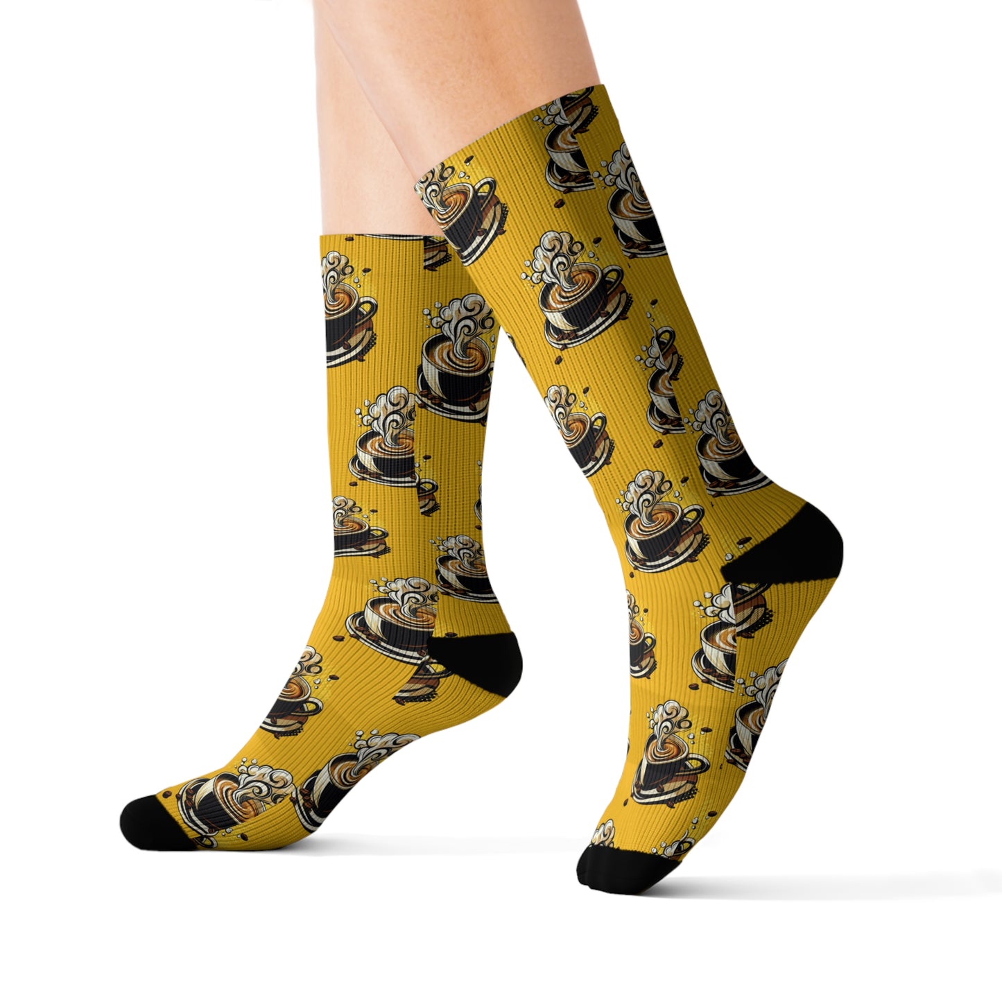 Funny Coffee Lover Socks - Sublimation Crew Socks for Coffee Enthusiasts