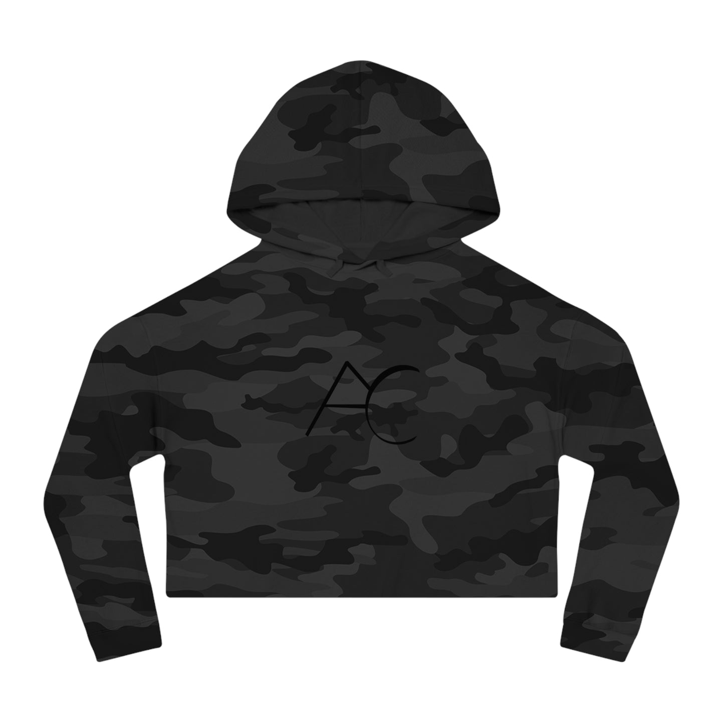 Chic Women's Cropped Hooded Sweatshirt with Monogram Design