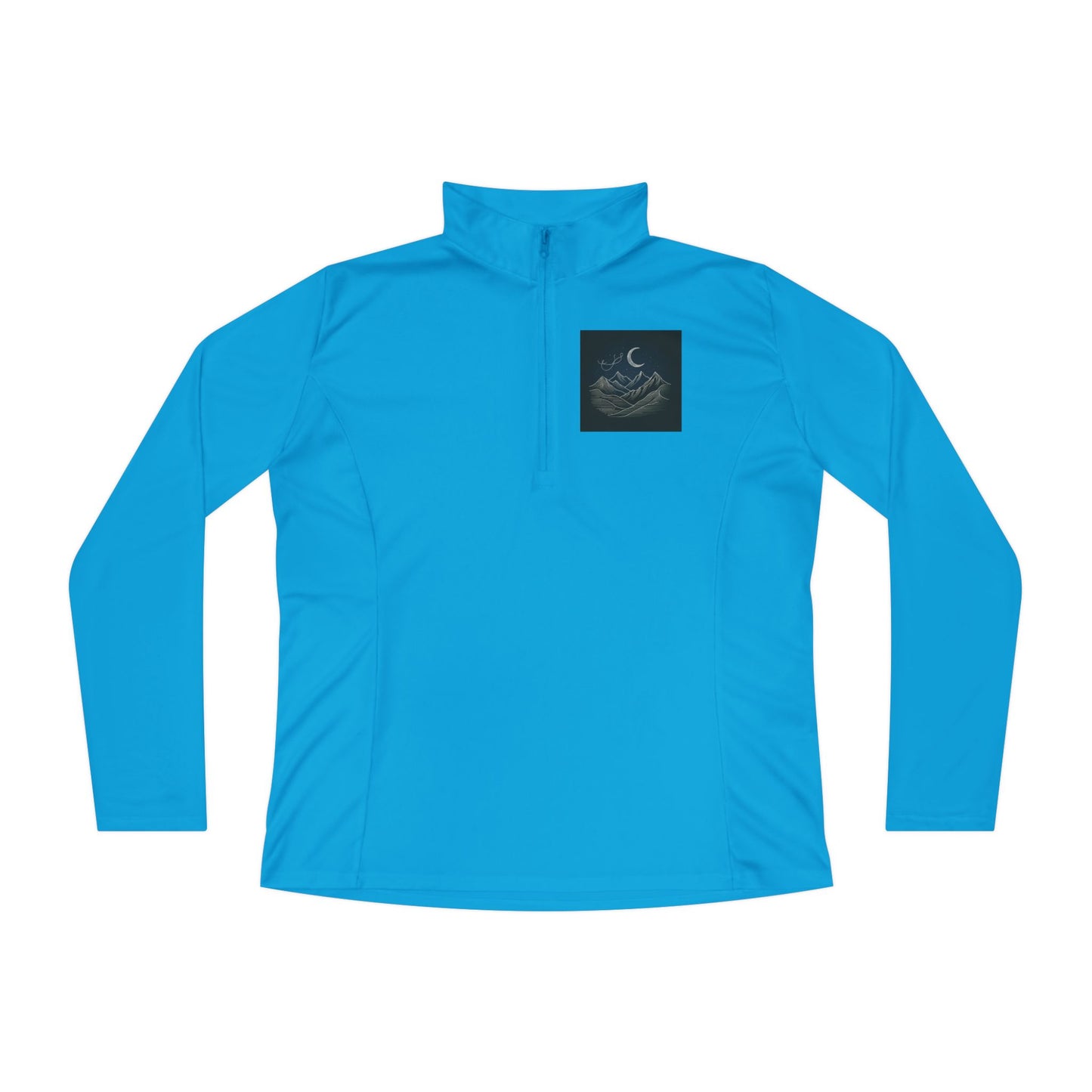 Ladies Quarter-Zip Pullover - Agams Collection with Moon and Waves Design