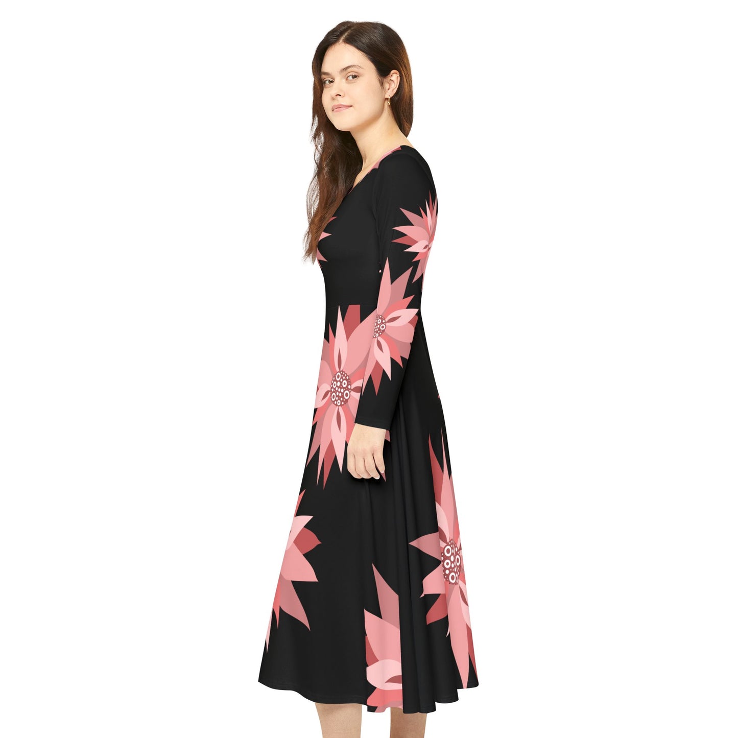 Floral Long Sleeve Dance Dress for Women – Perfect for Parties & Celebrations