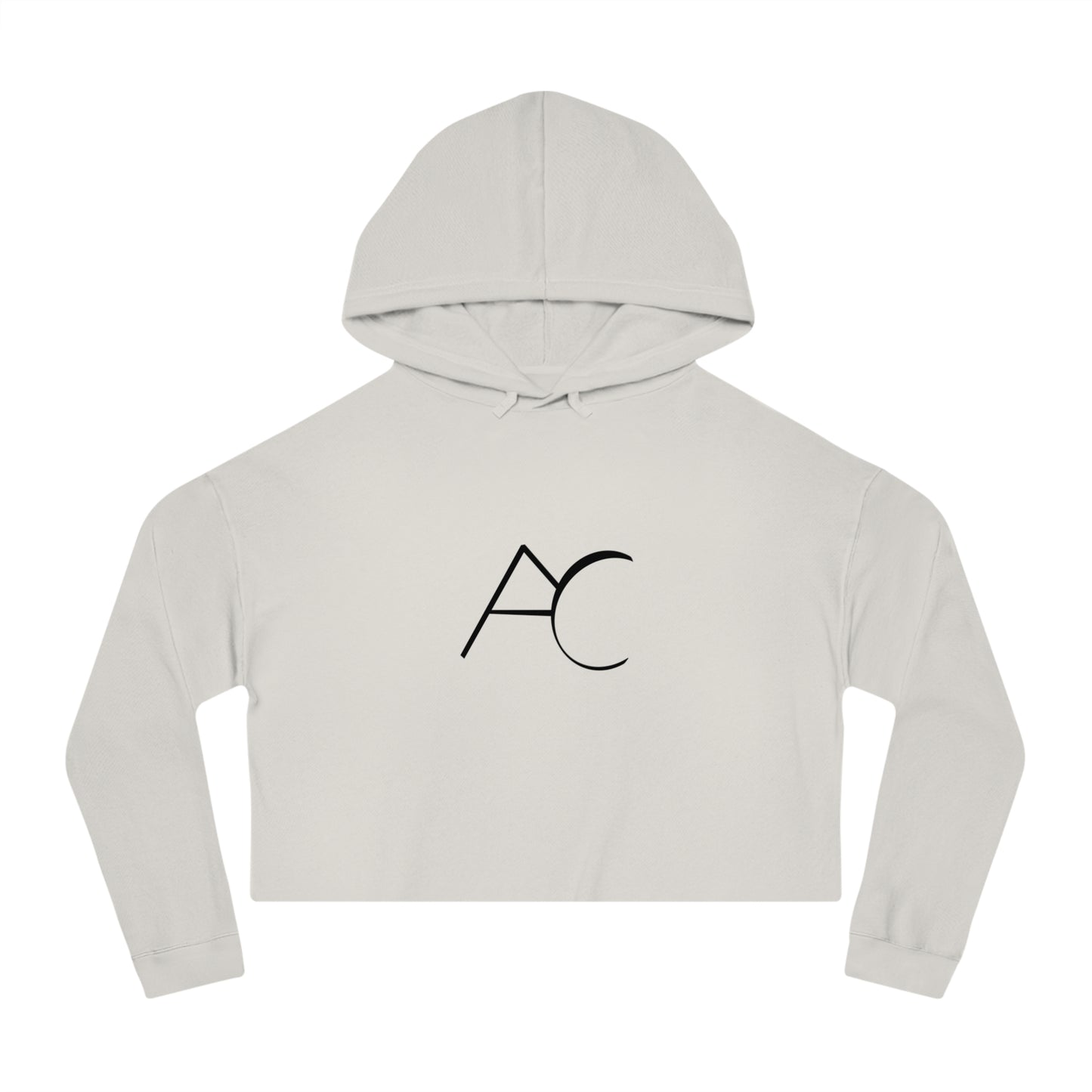 Chic Women's Cropped Hooded Sweatshirt with Monogram Design