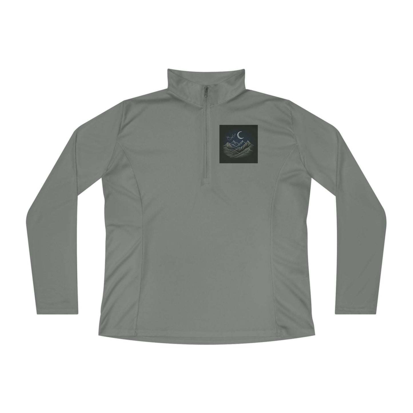 Ladies Quarter-Zip Pullover - Agams Collection with Moon and Waves Design
