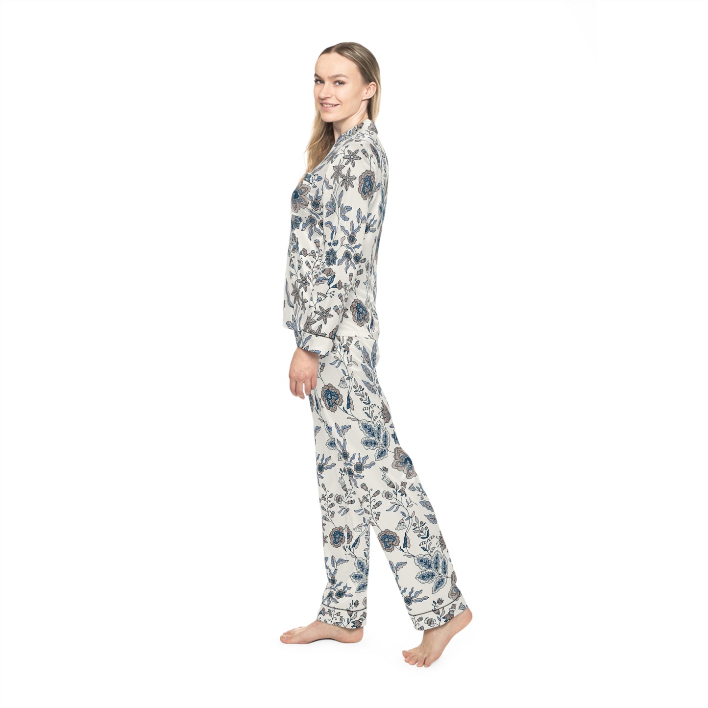 Elegant Floral Women's Satin Pajamas Set | Luxurious Sleepwear for Relaxation