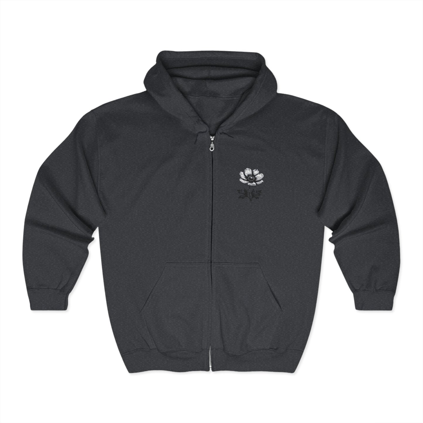 Unisex Heavy Blend™ Floral Zip Hoodie - Cozy White Sweatshirt for Everyday Comfort