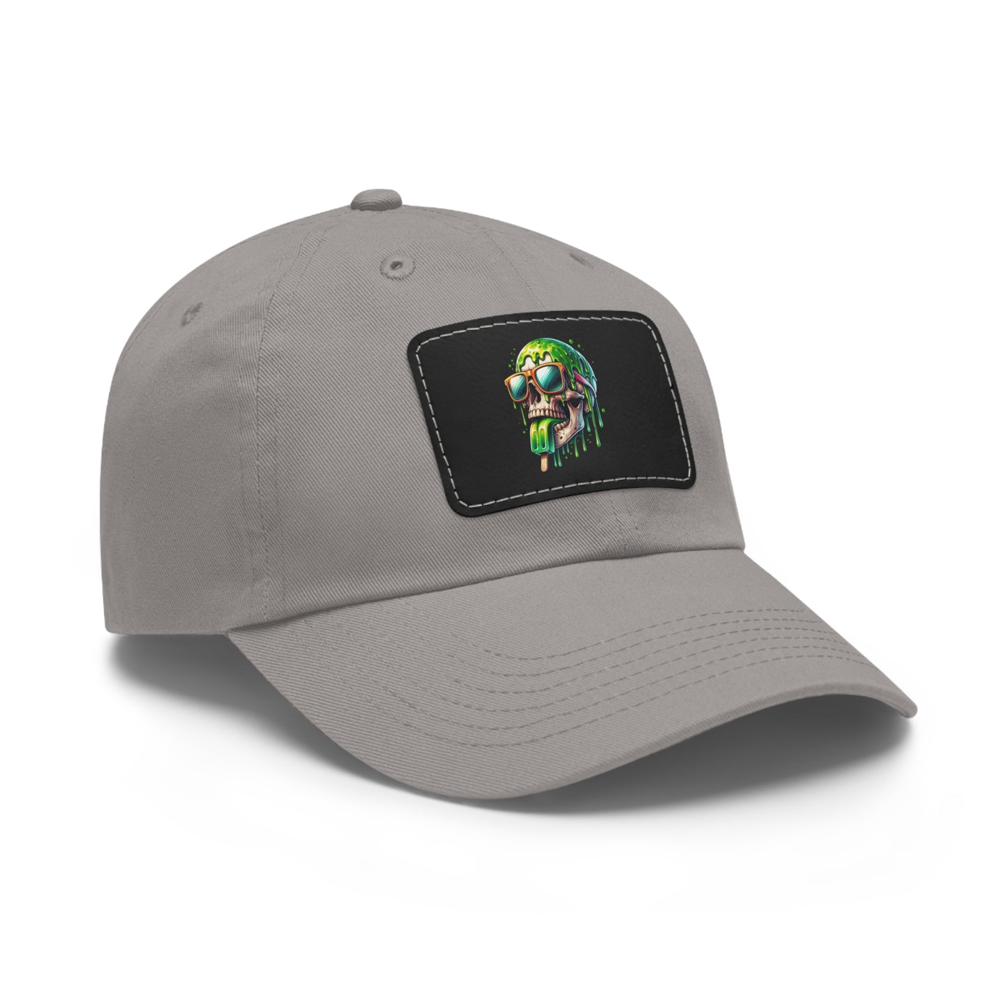 Skull Graphic Dad Hat with Leather Patch - Casual and Trendy Cap for Everyday Wear