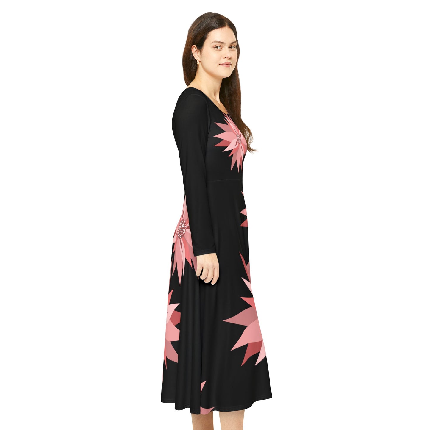 Floral Long Sleeve Dance Dress for Women – Perfect for Parties & Celebrations