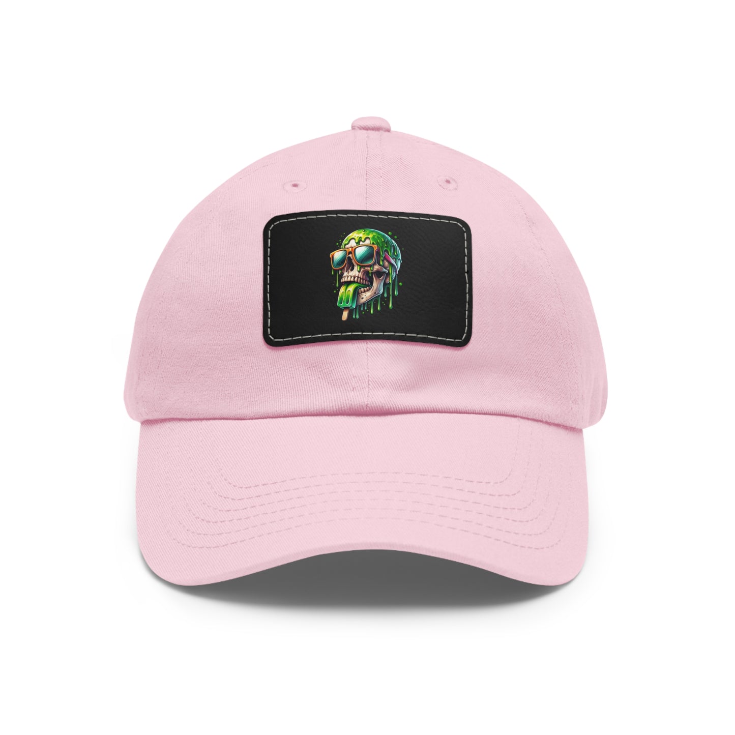 Skull Graphic Dad Hat with Leather Patch - Casual and Trendy Cap for Everyday Wear