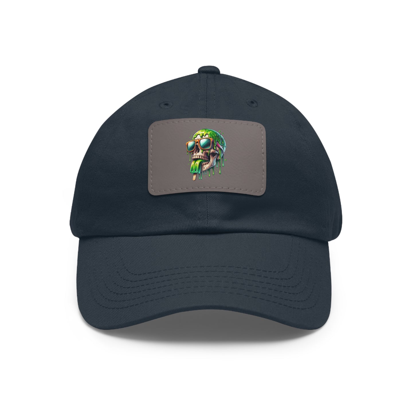 Skull Graphic Dad Hat with Leather Patch - Casual and Trendy Cap for Everyday Wear