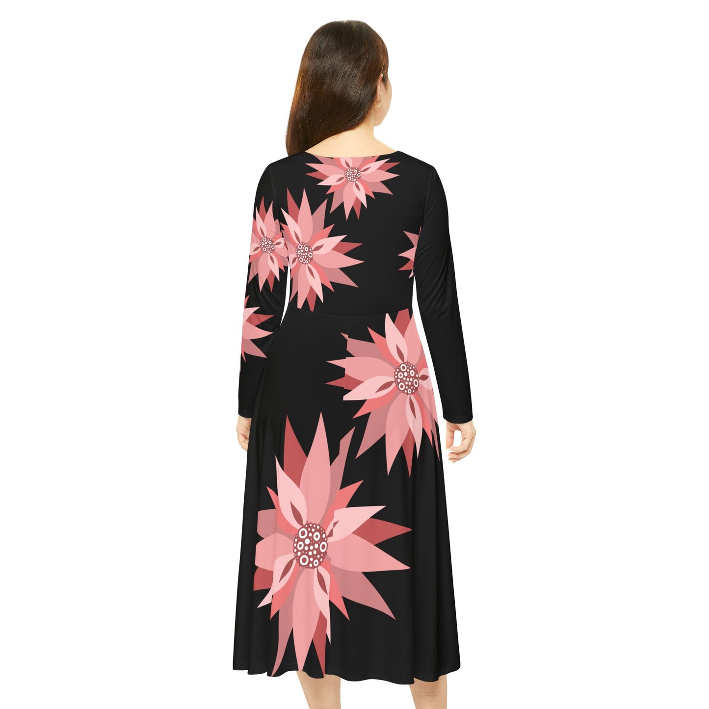 Floral Long Sleeve Dance Dress for Women – Perfect for Parties & Celebrations