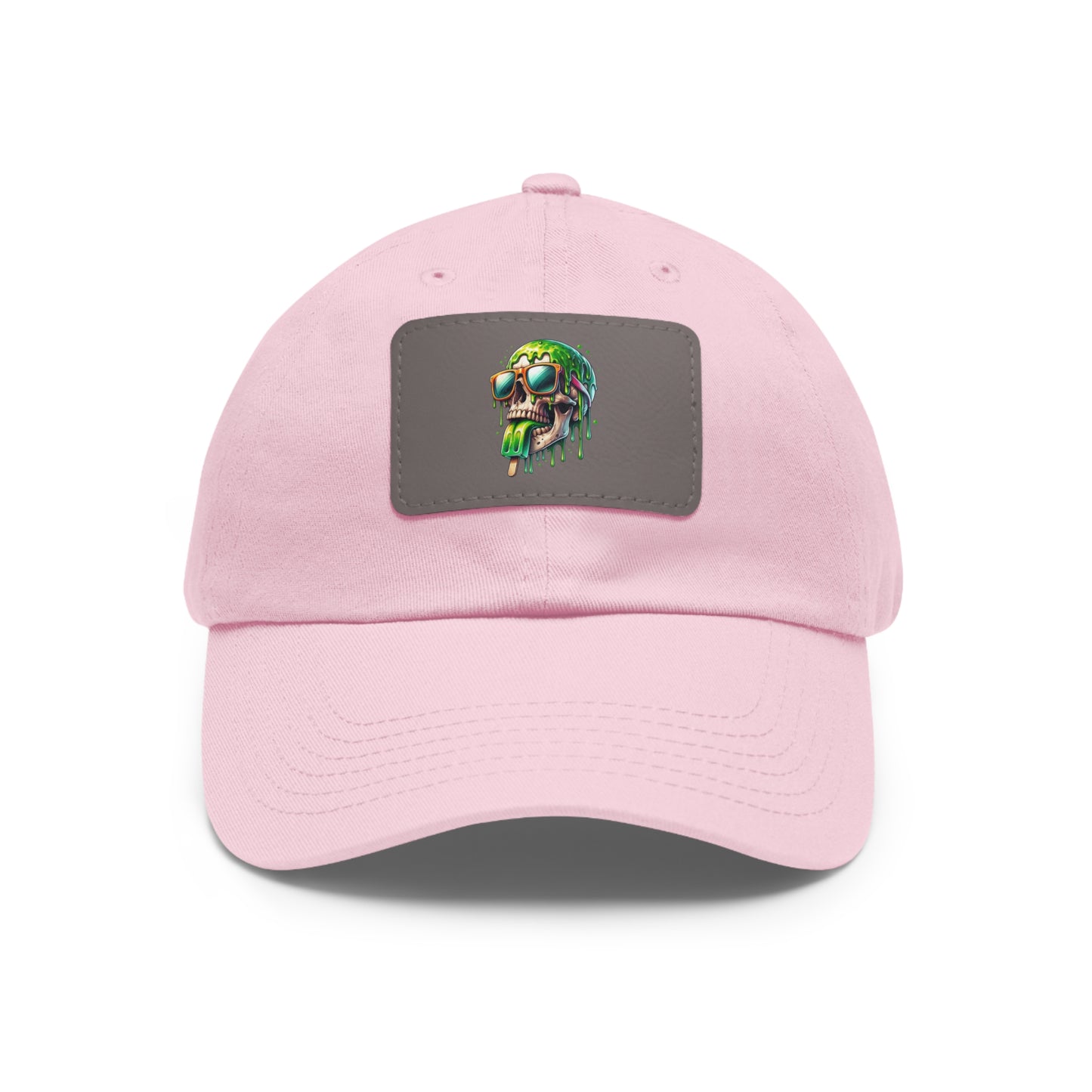 Skull Graphic Dad Hat with Leather Patch - Casual and Trendy Cap for Everyday Wear