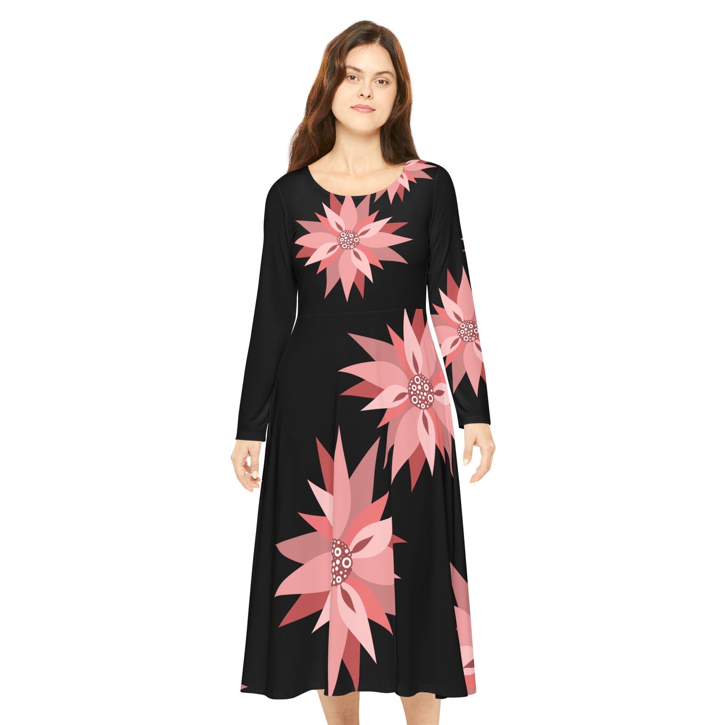 Floral Long Sleeve Dance Dress for Women – Perfect for Parties & Celebrations