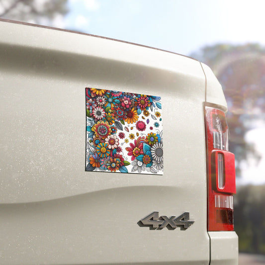 Colorful Floral Car Magnets - Artistic Auto Decor