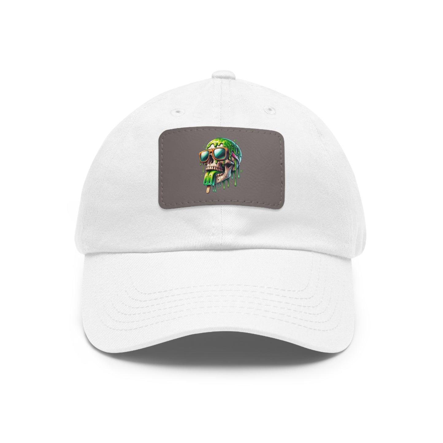 Skull Graphic Dad Hat with Leather Patch - Casual and Trendy Cap for Everyday Wear