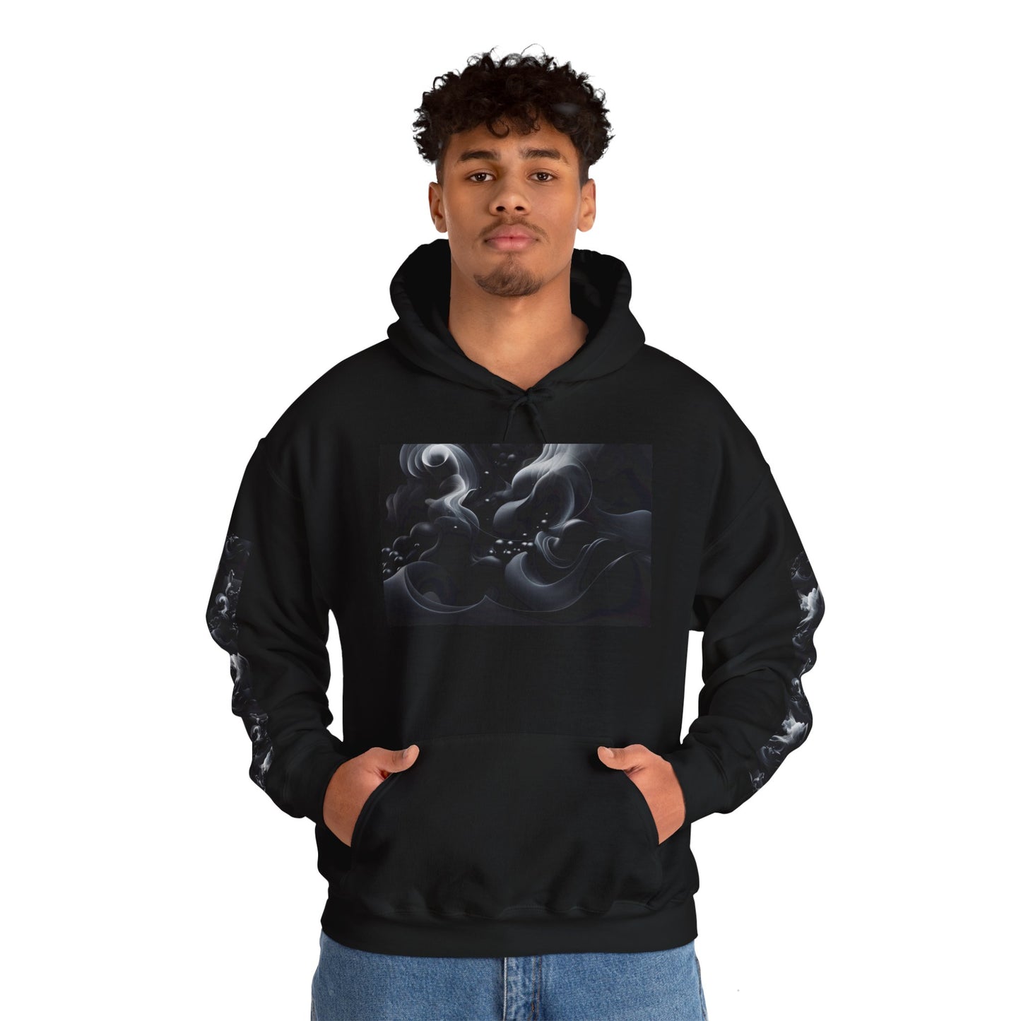 Unisex Artistic Smoke Print Hoodie - Modern Casual Wear