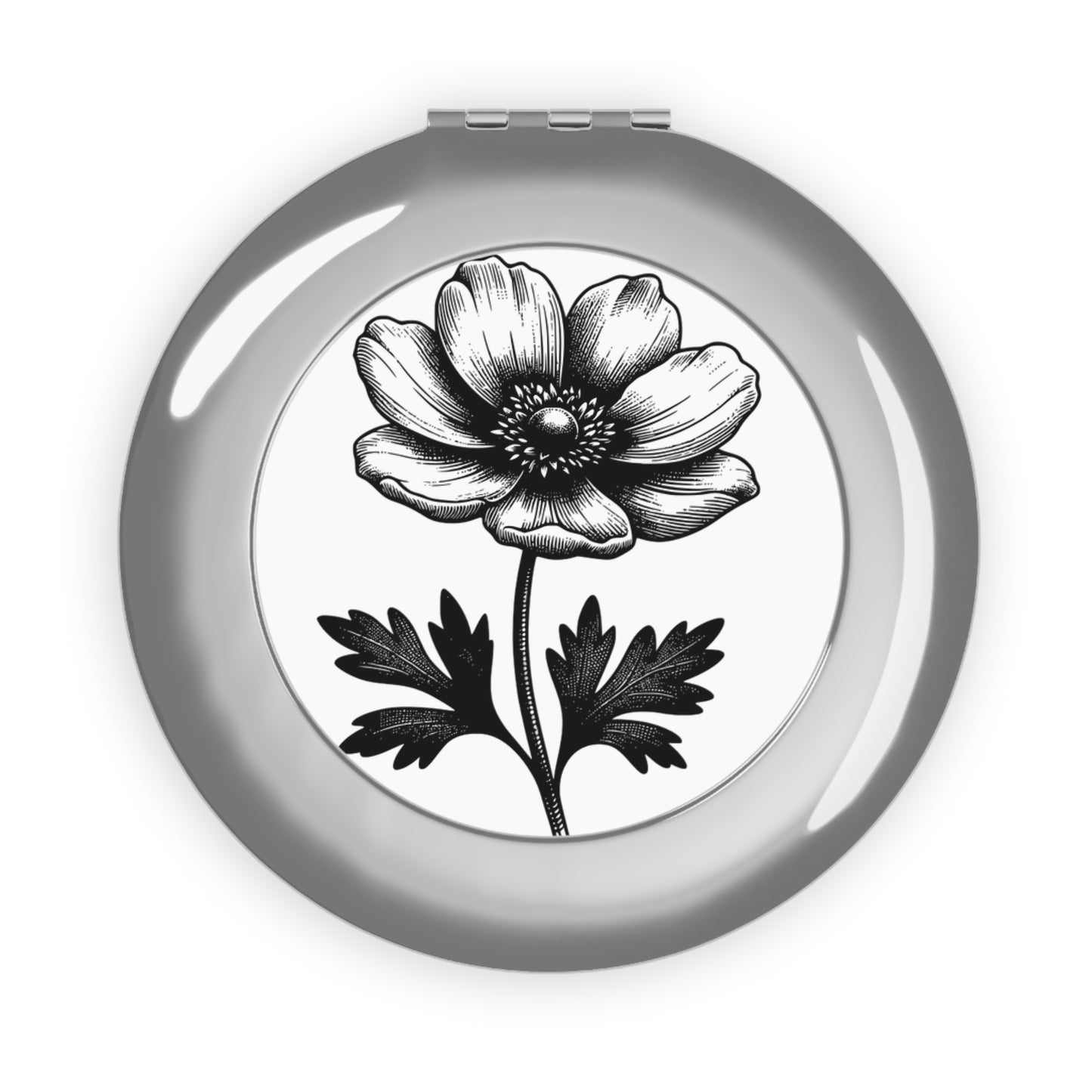 Floral Compact Travel Mirror - Elegant Portable Make-Up Accessory