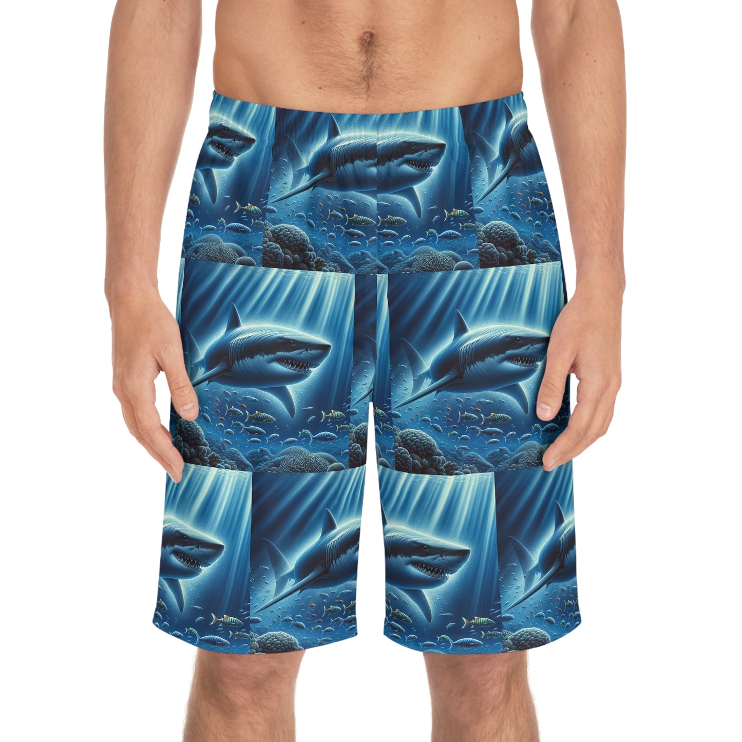 Ocean Adventure Shark Men's Board Shorts - Perfect for Beach Days & Summer Fun