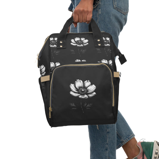 Stylish Multifunctional Floral Diaper Backpack for Moms