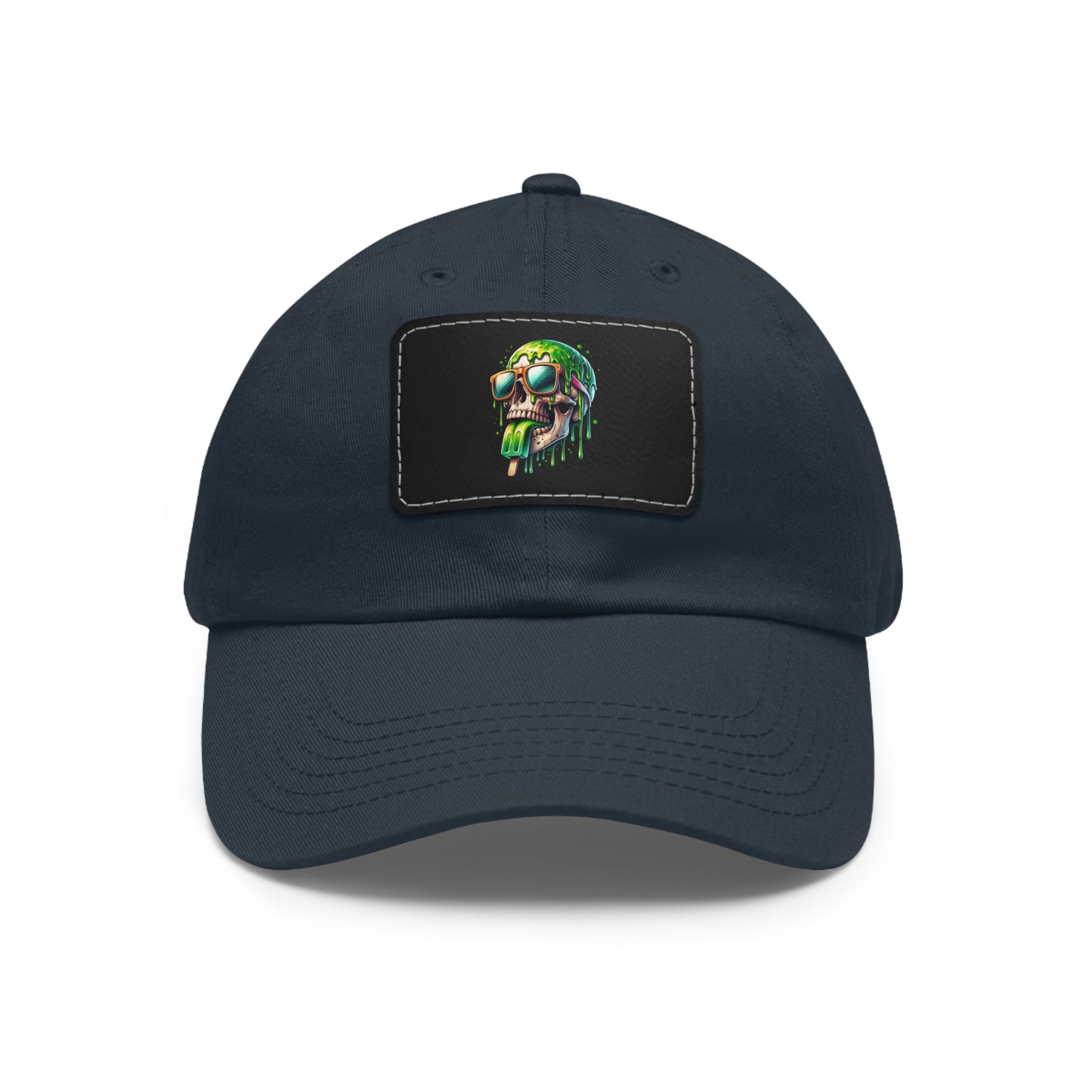 Skull Graphic Dad Hat with Leather Patch - Casual and Trendy Cap for Everyday Wear