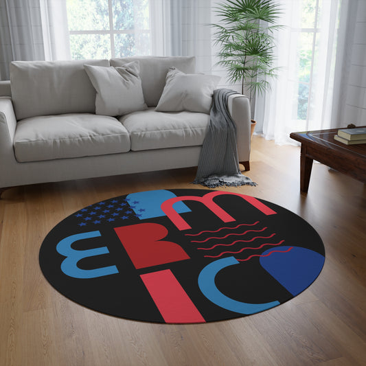 Patriotic Round Rug - American Flag Design for Home Décor