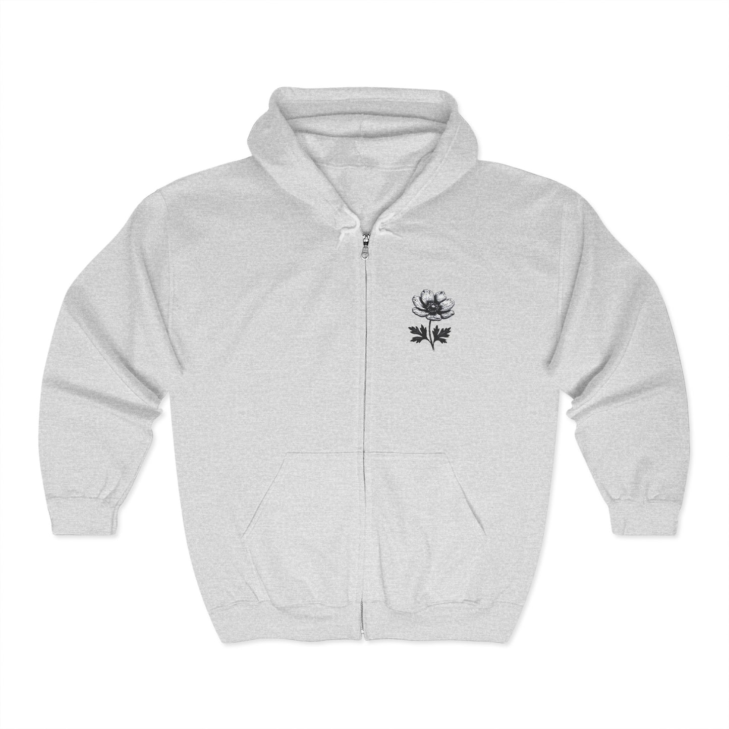 Unisex Heavy Blend™ Floral Zip Hoodie - Cozy White Sweatshirt for Everyday Comfort