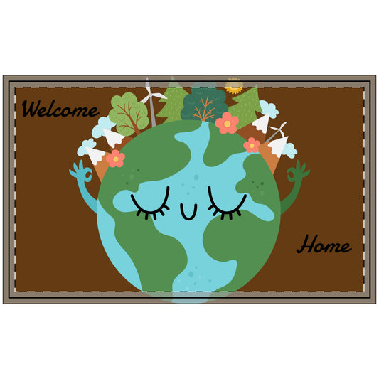 Eco-Friendly Welcome Home Doormat - Cute Earth Design for a Cozy Entryway