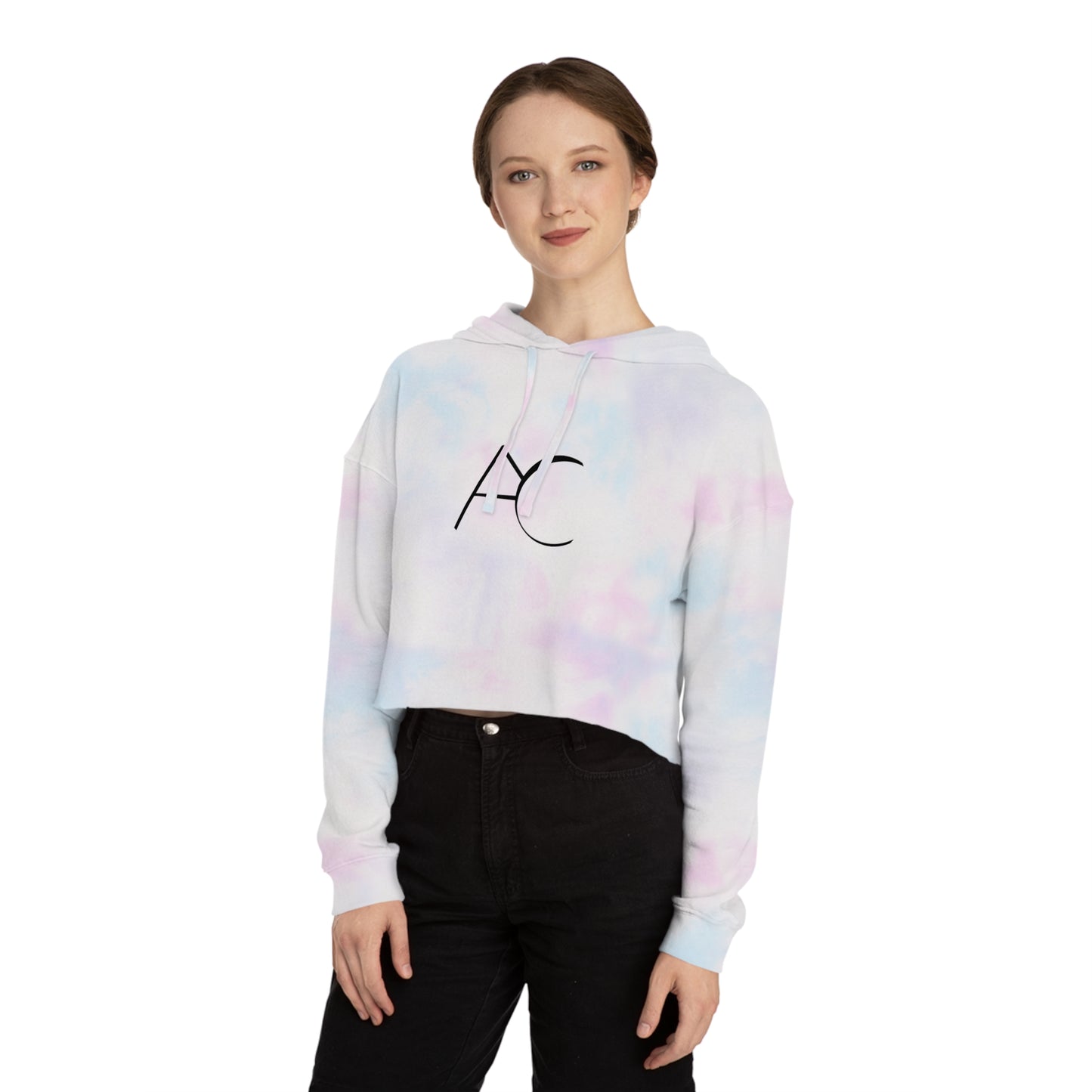 Chic Women's Cropped Hooded Sweatshirt with Monogram Design