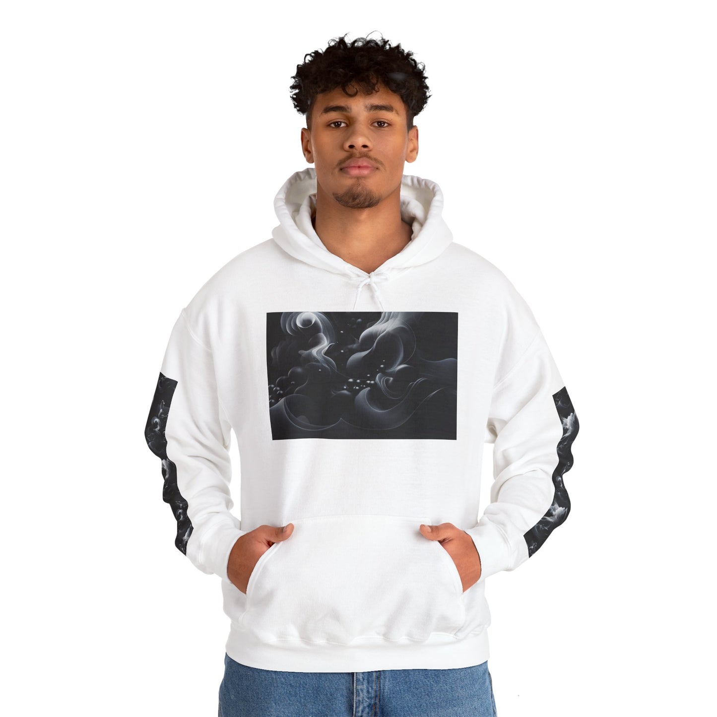 Unisex Artistic Smoke Print Hoodie - Modern Casual Wear