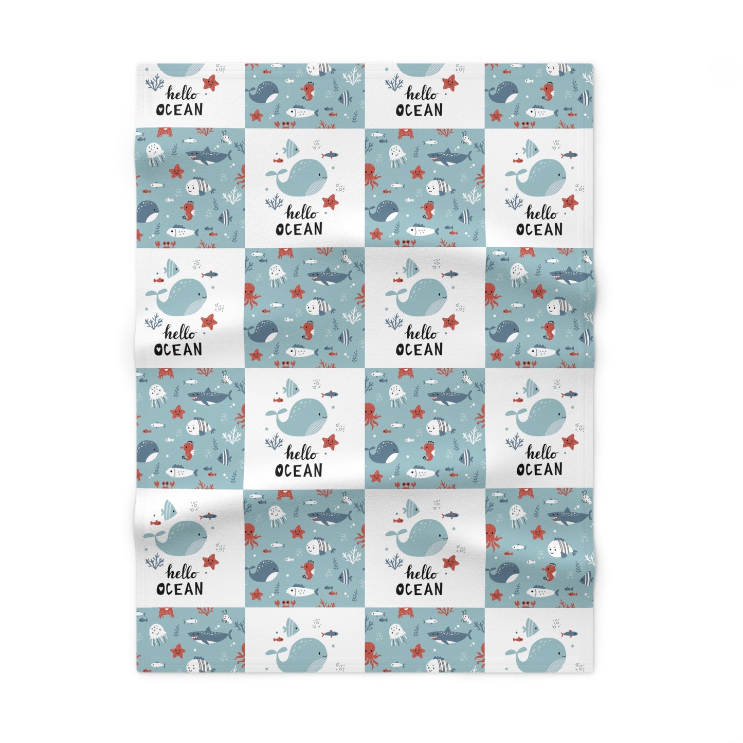 Hello Ocean Soft Fleece Baby Blanket - Cozy Nursery Essential