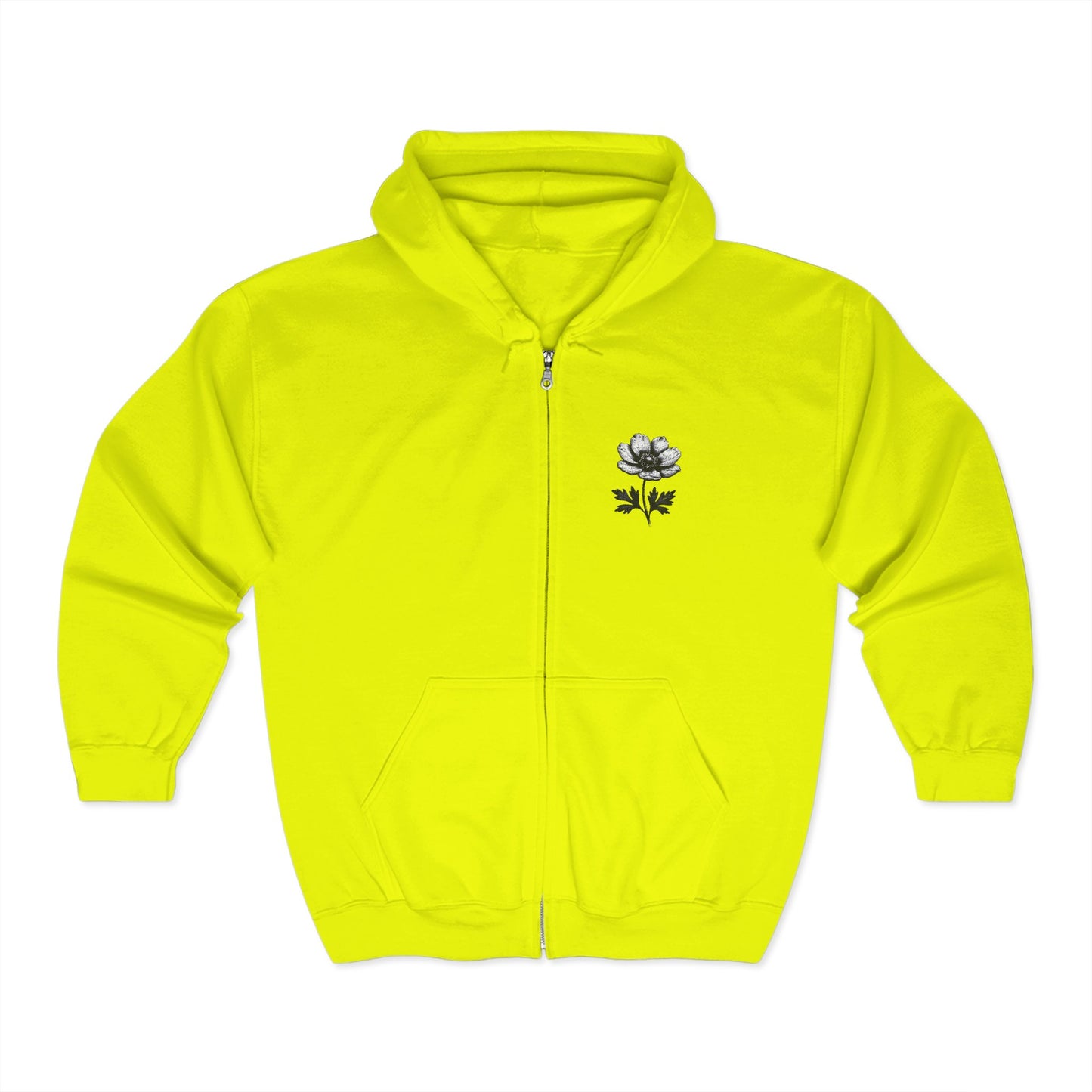 Unisex Heavy Blend™ Floral Zip Hoodie - Cozy White Sweatshirt for Everyday Comfort