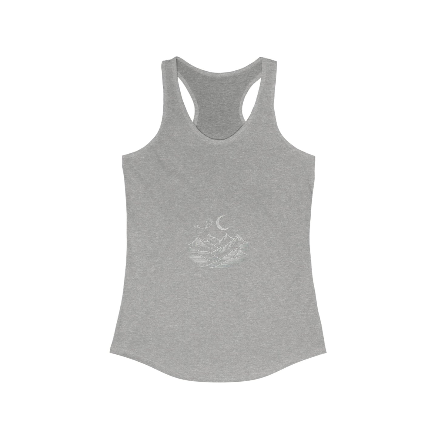Women's Ideal Racerback Tank - Mountain & Moon Design for Outdoor Lovers