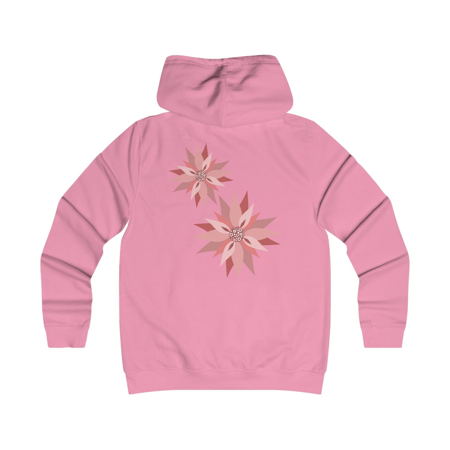 Girlie Floral College Hoodie - Trendy White Sweatshirt for Young Women