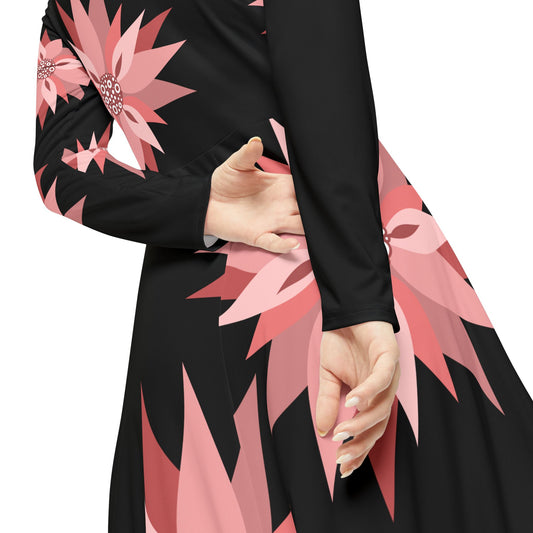Floral Long Sleeve Dance Dress for Women – Perfect for Parties & Celebrations