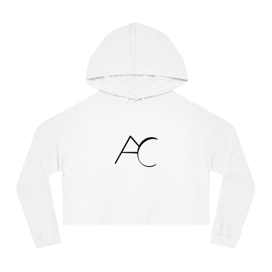 Chic Women's Cropped Hooded Sweatshirt with Monogram Design