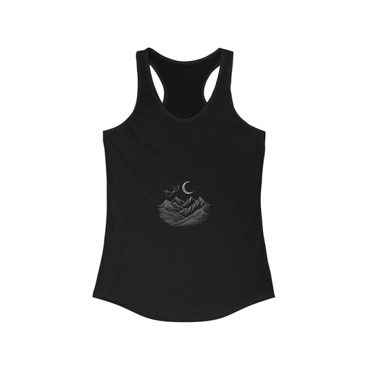 Women's Ideal Racerback Tank - Mountain & Moon Design for Outdoor Lovers