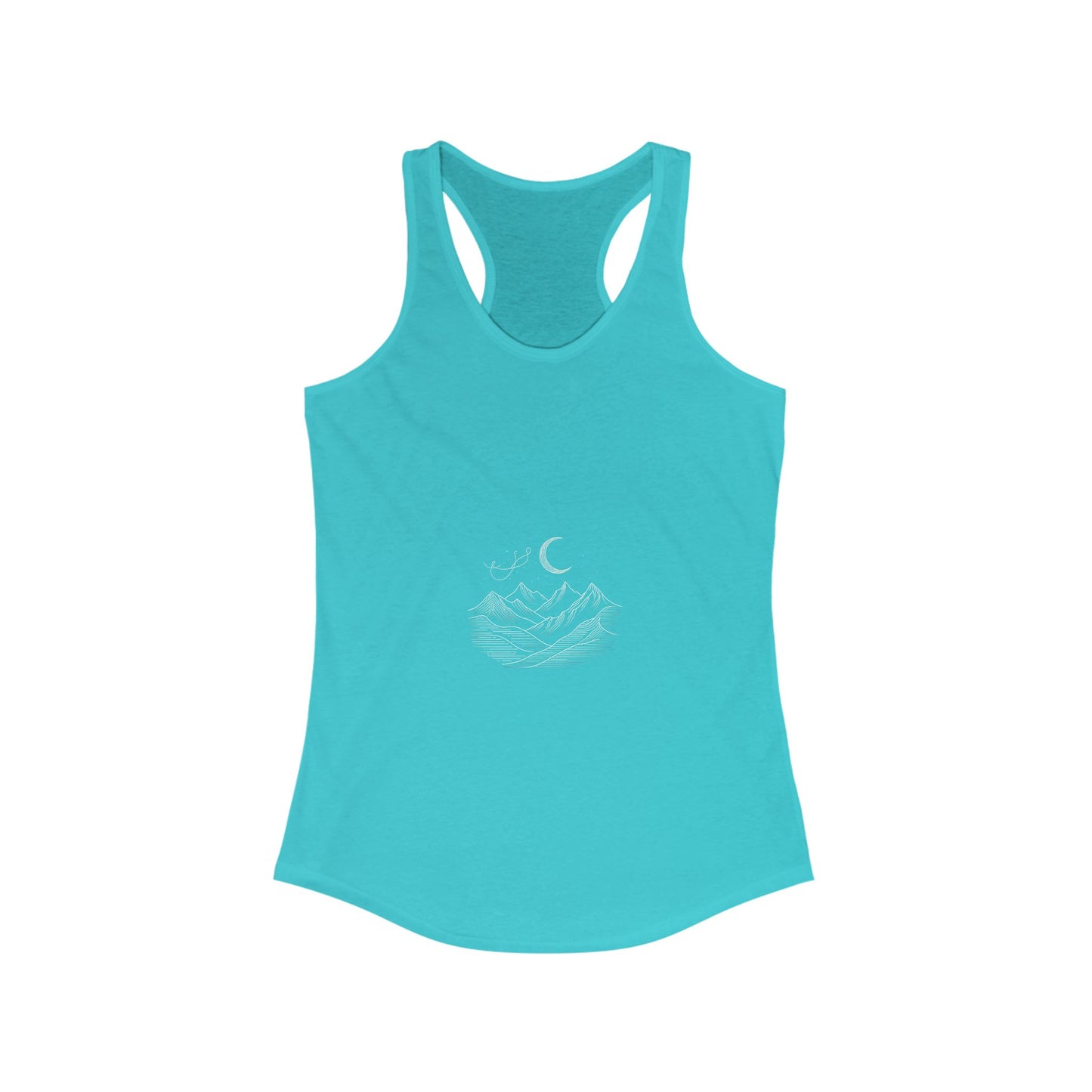 Women's Ideal Racerback Tank - Mountain & Moon Design for Outdoor Lovers