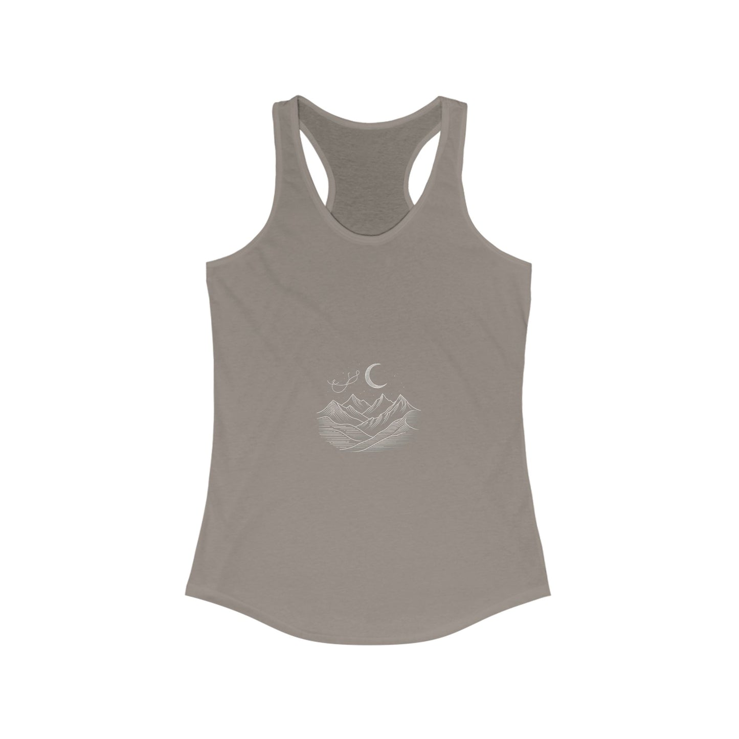 Women's Ideal Racerback Tank - Mountain & Moon Design for Outdoor Lovers